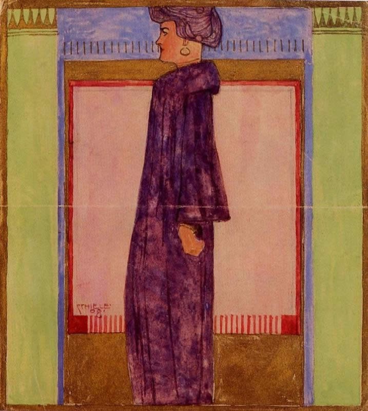 Egon Schiele Standing Woman in Profile